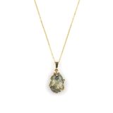 Prehnite Doğal Taş Gold Renkli Kolye KLY-923