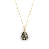 Prehnite Doğal Taş Gold Renkli Kolye KLY-927