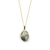 Prehnite Doğal Taş Gold Renkli Kolye KLY-975