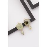 Prehnite Doğal Taş Gold Renkli Küpe
