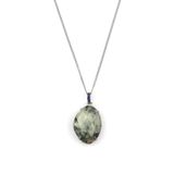 Prehnite Doğal Taş Gümüş Renkli Kolye KLY-1022