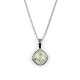 Prehnite Doğal Taş Gümüş Renkli Kolye KLY-1336