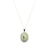 Prehnite Doğal Taş Gümüş Renkli Kolye KLY-1367