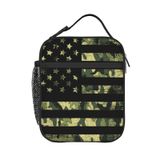 PrelerDIY Kamuflaj Amerikan Bayrağı Öğle Yemeği Kutusu - Kadınlar/Erkekler/Kızlar/Erkek Çocuklar için Yalıtımlı Öğle Yemeği Çantaları Sökülebilir Saplı Öğle Yemeği Kutusu Yemek Tote Çanta