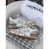 Premiata Erkek Bej Süet Detaylı Baskılı Taban Luxury Sneaker Spor Ayakkabı - 002-Bej