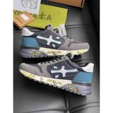 Premiata Erkek Gri - Lacivert Süet ve Kumaş Detaylı Baskılı Taban Sneaker Spor Ayakkabı