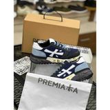 Premiata Mavi - Lacivert Süet Detaylı Hakiki Deri Erkek Sneaker Spor Ayakkabı