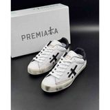 Premiata Siyah Detaylı Beyaz Eskitme Taban Bağcıklı Unisex Günlük Sneaker Spor Ayakkabı - 00 Siyah - Beyaz