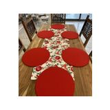 Premier Amerikan&servis nar desenli kirmizi runner 6 li mdf kirmizi supla tasarim set