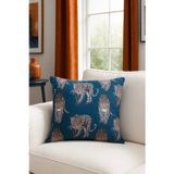 Premier Home Leopar Kadife Kırlent Kılıfı Lacivert 45x45