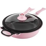 Premier PPP 3261 32Cm Bio Granit Vakumlu Cam Kapaklı Çift Taraflı Tava - 32 cm - Pembe