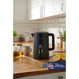 Premier Prk 2215EA Akıllı Su Isıtıcısı - Dijital Ekranlı, Isı Ayarlı, Çift Katmanlı Cool Touch Kettle - 1.5 Litre - Siyah
