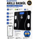 Premini Akıllı Bluetooth Dijital Baskül, Vücut Analizi, Yağ Ölçer, 180 kg Uyumlu - Siyah