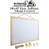 Premini Beyaz Yazı Tahtası 30X45 Cm, Ahşap Çerçeveli, Duvara Monte, Askılı - 1BW-Beyaz - Seçenek 1