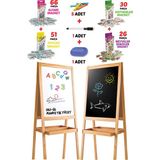 Premini Çift Taraflı Ahşap Çocuk Yazı Tahtası ve Kalem Seti Hediyeli - 12M-Krem - Seçenek 1