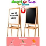 Premini Çift Taraflı Ahşap Yazı Tahtası, Manyetik Çocuk Oyun ve Çalışma Alanı - 1BW-Beyaz - Seçenek 1