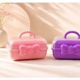 Premini Çocuk Takı ve Toka Organizeri Otomatik Açılır Katlı Düzenleyici Kutu 27X15X15 cm Pembe Taşınabilir Çok Bölmeli Saklama Çantası - Ev ve Günlük Kullanım - Seçenek 1