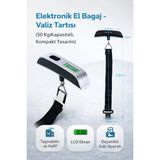 Premini El Bagaj Valiz Tartısı 50 kg LCD Ekranlı, Taşınabilir Dijital Tartı - Siyah