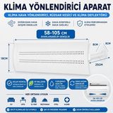 Premini Enerji Tasarruflu Klima Hava Yönlendirici ve Siperliği, 58-105 cm