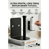 Premini Mat Siyah Metal Berber Boyun Kağıdı Tutucu Askısı, Pratik ve Şık Tasarım - Renkli - Seçenek 1
