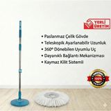 Premini Motek Mop Turbo Yedek Sap Kaydırmaz Kilitli, Kolay Kullanım ve Temizlik - Seçenek 1