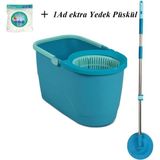 Premini Pratik Mikrofiber Temizlik Seti ve Yedek Püsküllü Kovası - Turkuaz - Seçenek 1