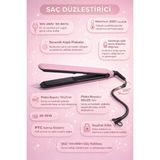 Premini Pudra Pembe Kadın Saç Düzleştirici, Ptc Sistem, 360° Kablo, Şık ve Pratik - 01P-Pembe - Seçenek 1