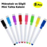 Premini Renkli Mıknatıslı Mini Tahta Kalemi, Yazı Sil, Keçeli Kalem - 0 - Siyah - Seçenek 1
