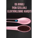 Premini Saç Düzleştirici Fön Tarağı, Isı Ayarlı, Elektriklenme Karşıtı, Sıkı Dişli - Altın - Seçenek 1