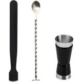 Premini Siyah 20.7 cm Bar Tokmağı, 25 cm Kaşık ve 1.5/3 cl Jigger Seti - Seçenek 1