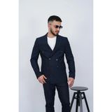 Premini Slim Fit Erkek Sivri Yaka Çizgili Kruvaze Takım Elbise - 0-Kahverengi - 9 - 15 Ay