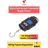 Premini Taşınabilir Seyahat Bagaj Ağırlık Tartısı, LCD Ekran, 40 kg Kapasite - Siyah