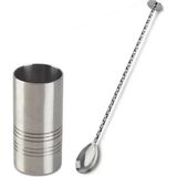 Premini Tokmaklı Bar Kaşığı Jigger 1.5/3 cl Silindir Kokteyl Ölçek Seti - Seçenek 1