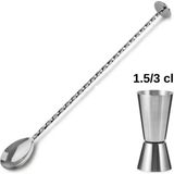 Premini Tokmaklı Bar Kaşığı ve Jigger Seti, Kokteyl Karıştırma Aleti - Seçenek 1