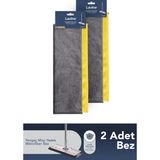 Premini Yengeç Mop Temizlik Seti 2'li, Çift Taraflı, %100 Mikrofiber Bezi, Mandallı Uyumlu - Gri - Seçenek 1