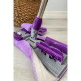 Premini Yüzey Temizlik Mikrofiber Mandallı Mop Seti, 1 Yedek Bez Hediye - Mor - Seçenek 1