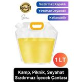 Premium 1 lt Dayanıklı Yer Kaplamaz İçecek Çantası Sporcu Kapaklı Tutamaç Suluk Matara Kamp Piknik