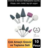 Premium 10 Parça Hobi Gravür Taşlama Ucu Mini Metal Ahşap Oyma Seti Parlatma Zımparalama Fırçalama