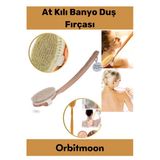 Premium %100 Doğal Yumuşak Vücut Masajı Selülit Önleyici Saplı At Kılı Uzun Banyo Duş Fırçası