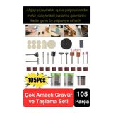 Premium 105 Parça Hobi Gravür Taşlama Ucu Mini Metal Ahşap Oyma Seti Parlatma Zımparalama Fırçalama