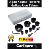 Premium 11 Parça Panç Seti Ağaç Kesme Alyan Anahtarlı Alçıpan Tavan Kesme Matkap Ucu Takımı - Tek Ebat - Siyah