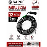 Premium 12 Metre 9mm Tıkanıklık Kanal Klozet Gider Açıcı Boru Temizleme Spiral Tel Susta Manuel Uç