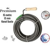 Premium 15 Metre 13MM Kanal Susta Tıkanıklık Kanal Açma Klozet Gider Açıcı Boru Temizleme Spriral - 15 Metre 13 mm