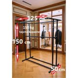 Premium 150 Cm Çelik Konfeksiyon En 125 Cm Elbise Askılık Tekerlekli Demonte Portmanto Hanger Siyah