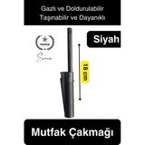 Premium 18 cm Siyah Basmalı Uzun Mutfak Çakmağı Gazlı Doldurulabilir Mum Mangal Kamp Için Ateş