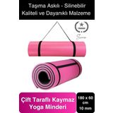Premium 180 cm Çift Taraflı Kaymaz Yoga Meditasyon Minderi Taşıma Askılı Rahat Su Geçirmez Mat