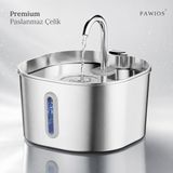 Premium 2.2 L Paslanmaz Çelik Kedi ve Köpek Için Su Pınarı & Su Sebili | Ultra Sessiz | Su Seviyesi LED Göstergeli | Aktif Karbon Filtreli | Model : S15-A