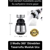 Premium 2 Modlu 360° Dönebilen Perlatör Başlığı Mutfak Lavabo Su Tasarrufu Musluk Ucu Şık Tasarım