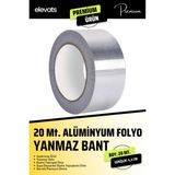 Premium 20 Metre Alüminyum Yanmaz Su Sızdırmaz Yüksek Güçlü Bant - Alüminyum Gri - Yanmaz Bant