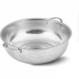 Premium 28 Cm Paslanmaz Çelik Mutfak Süzgeci, Çift Kulplu Metal Makarna Ve Pirinç Yıkama Kabı, Isıya Dayanıklı Delikli Sebze Ve Meyve Süzme